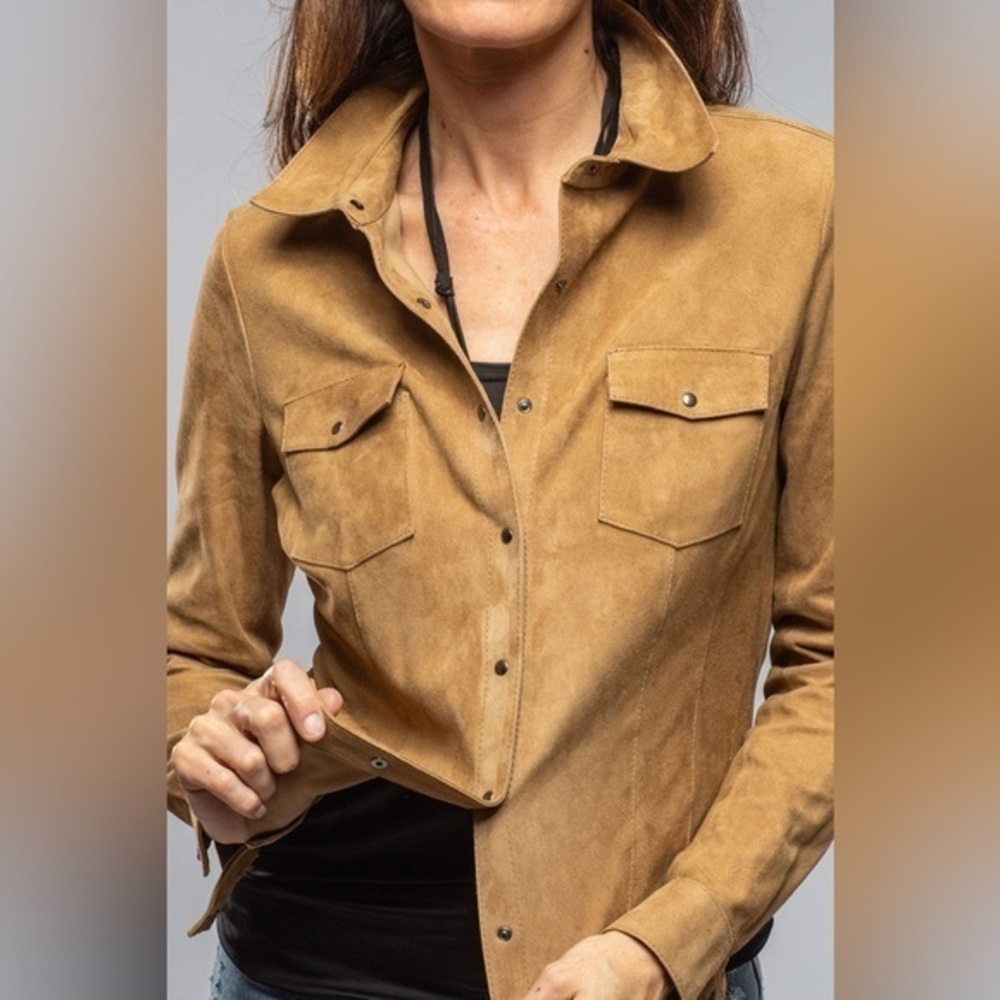 Freeway Tan Suede Button-Up‎ Jacket